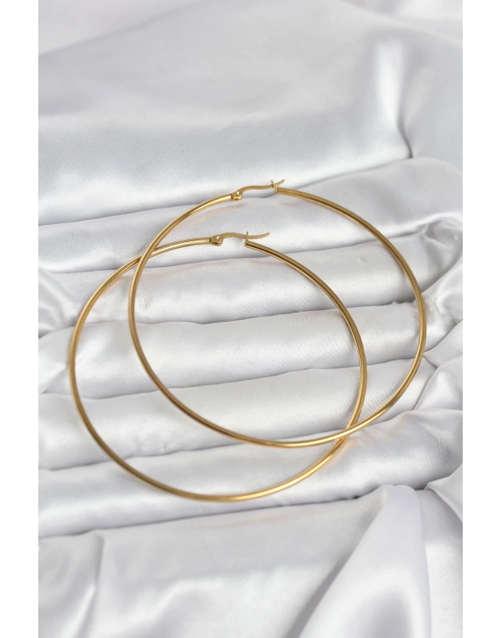 MuI MuI 316L Çelik Gold Renk 80 mm Kadın Halka Küpe