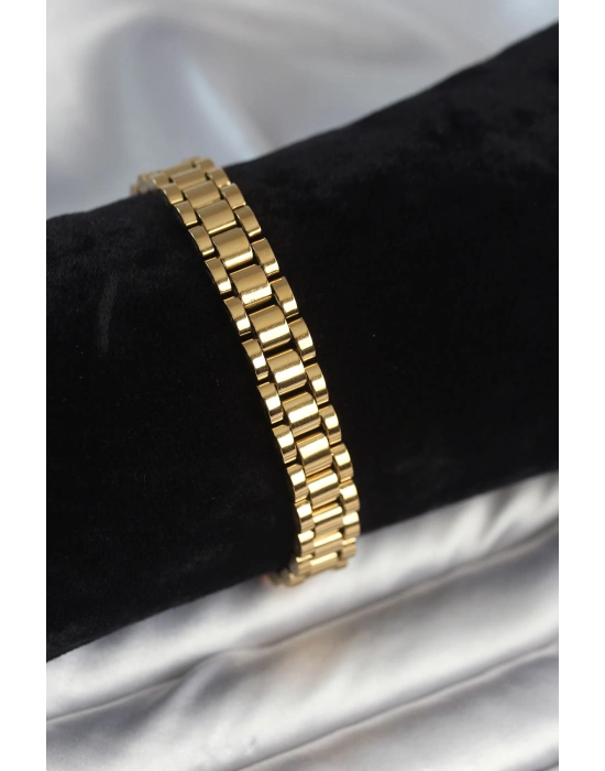 MuI MuI 316L Çelik Gold Renk 9 mm Kalınlık Erkek Bileklik