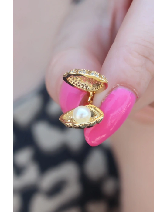 MuI MuI 316L Çelik Gold Renk Açılır Midye Model Kadın Kolye