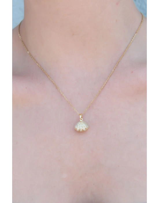 MuI MuI 316L Çelik Gold Renk Açılır Midye Model Kadın Kolye