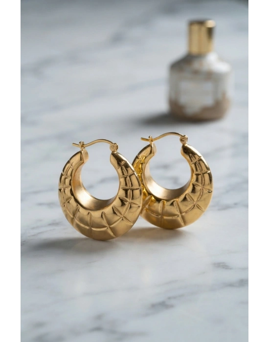 MuI MuI 316L Çelik Gold Renk Bohem Halka Model Küpe
