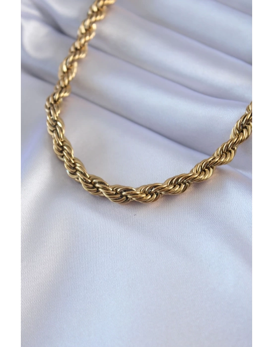 MuI MuI 316L Çelik Gold Renk Burgu Model 45 cm Kadın Kolye