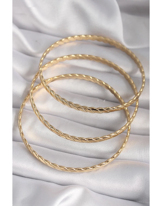 MuI MuI 316L Çelik Gold Renk 60 mm Burma Ajda Model Kadın Bileklik