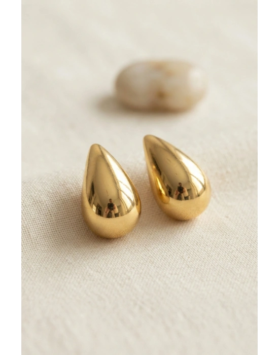 MuI MuI 316L Çelik Gold Renk Damla Model Küpe