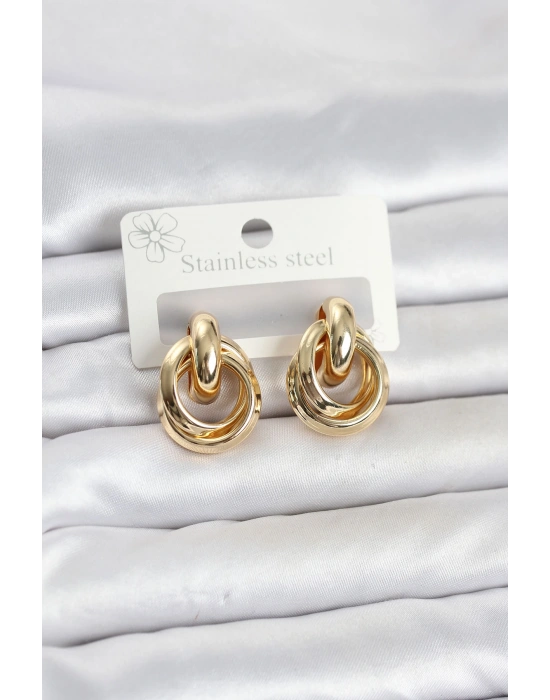 MuI MuI 316L Çelik Gold Renk Halka Model Kadın Küpe
