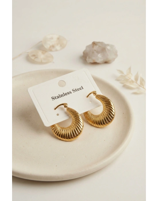 MuI MuI 316L Çelik Gold Renk Halka Model Küpe