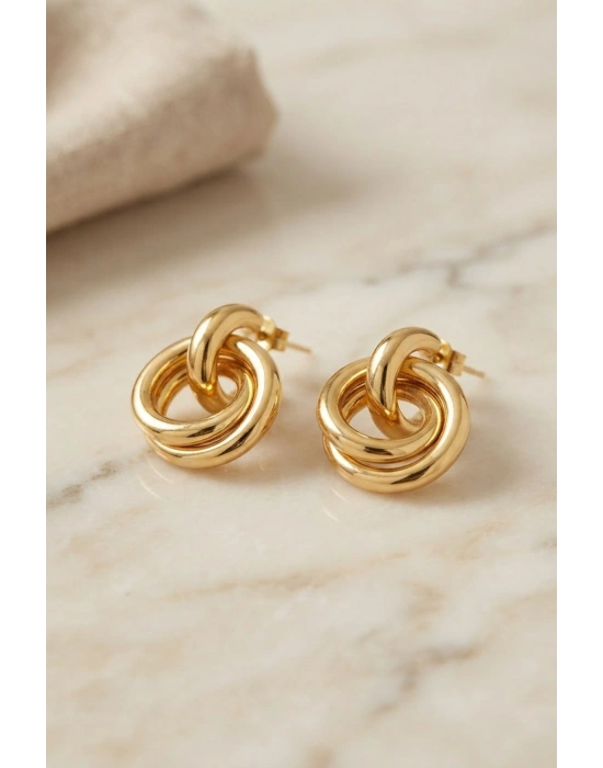 MuI MuI 316L Çelik Gold Renk Halka Model Küpe