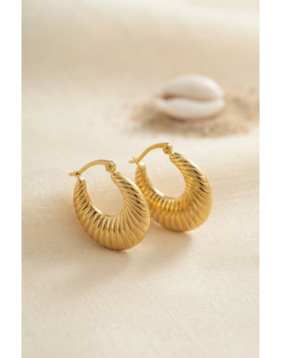 MuI MuI 316L Çelik Gold Renk Halka Model Küpe
