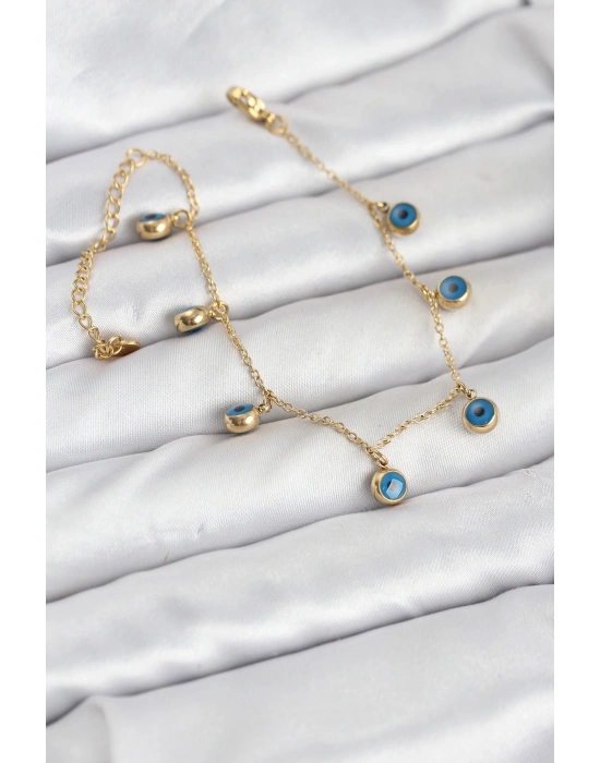 MuI MuI 316L Çelik Gold Renk Minimal Nazar Model Kadın Bileklik