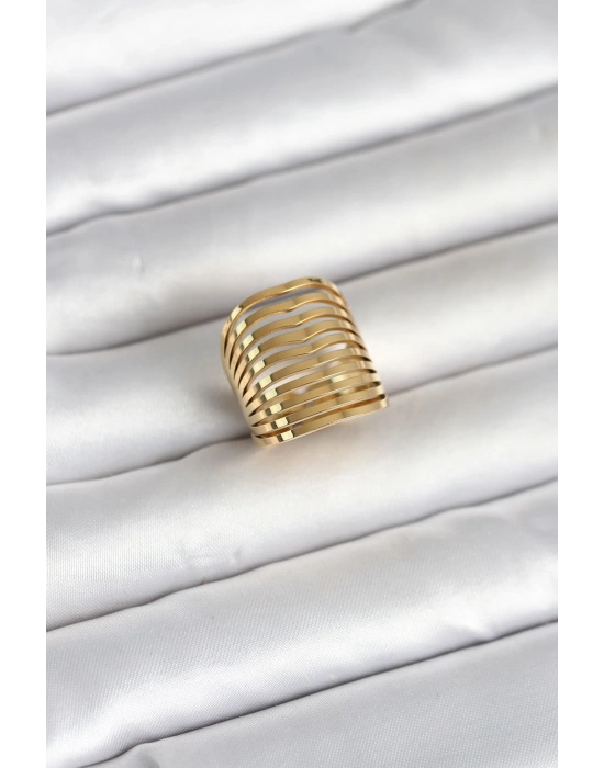 MuI MuI 316L Çelik Gold Renk Plaka Model Kadın Yüzük