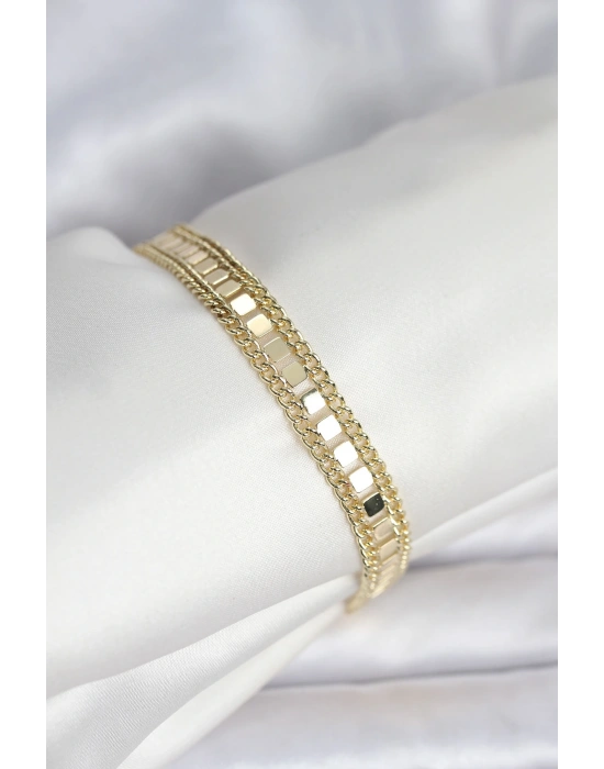 MuI MuI 316L Çelik Gold Renk Pullu Zincir Model Kadın Bileklik