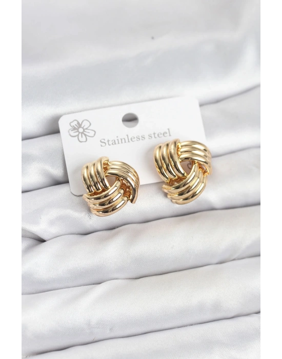 MuI MuI 316L Çelik Gold Renk Sarmal Model Kadın Küpe
