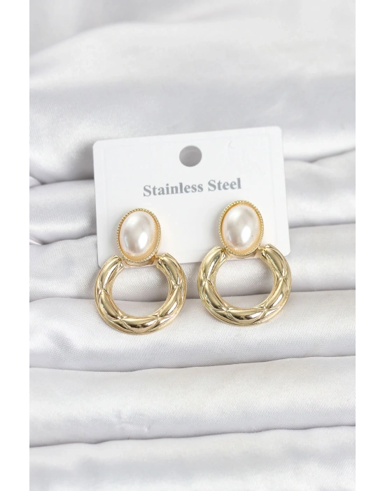 MuI MuI 316L Çelik Gold Renk Vintage Model Kadın Küpe