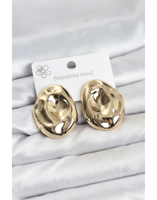 MuI MuI 316L Çelik Gold Renk Vintage Model Kadın Küpe