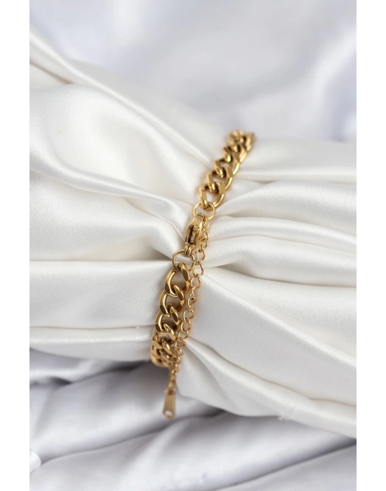 MuI MuI 316L Çelik Gold Renk Yazı Yazmaya Uygun Kadın Bileklik