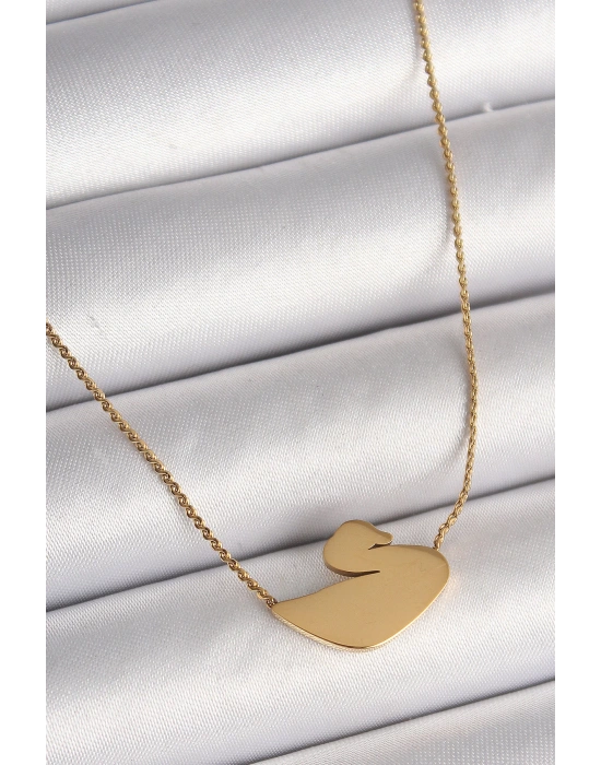 MuI MuI 316L Çelik Gold Renk Zincir Kuğu Model Kadın Kolye