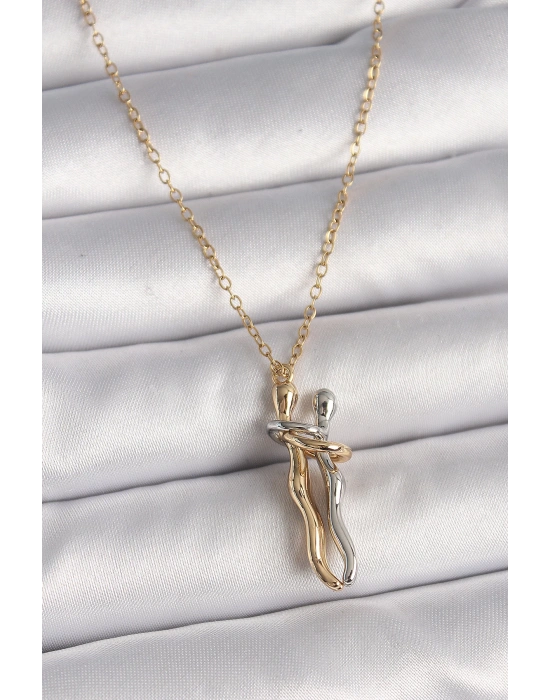 MuI MuI 316L Çelik Gold Renk Zincir Renkli Sarılma Model Kadın Kolye