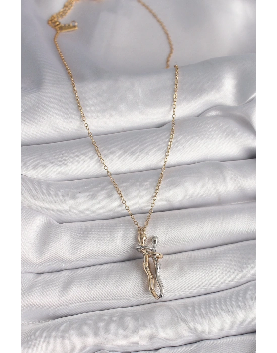 MuI MuI 316L Çelik Gold Renk Zincir Renkli Sarılma Model Kadın Kolye