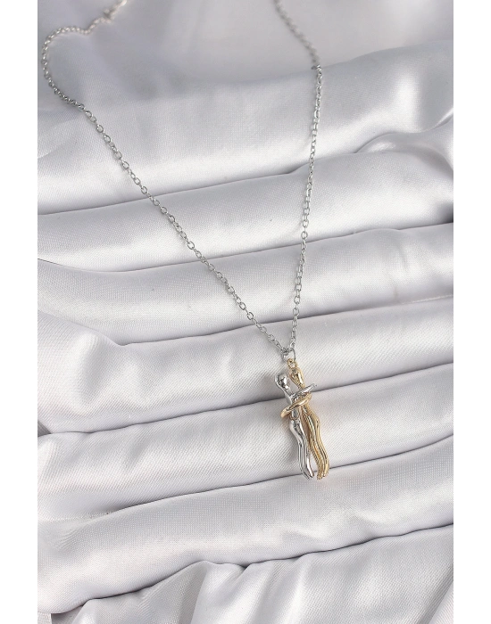 MuI MuI 316L Çelik Gümüş Renk Zincir Sarılma Model Kadın Kolye