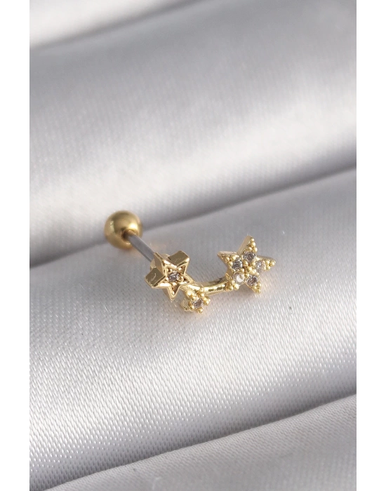 MuI MuI 316L Çelik Gold Renk Zirkon Taşlı Kalp Tragus Piercing