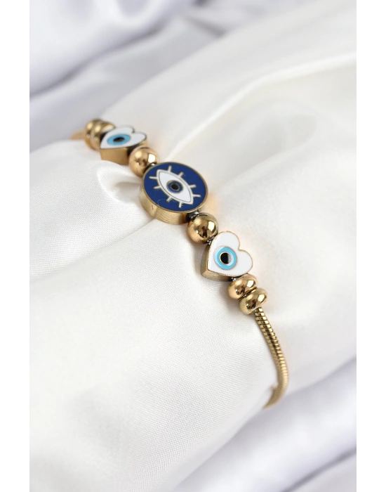 MuI MuI 316L Çelik Göz Charm Model Gold Renk Kadın Bileklik