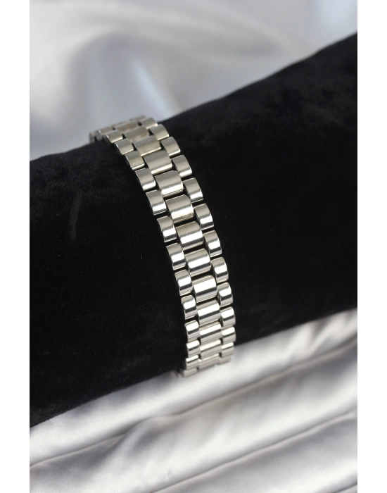 MuI MuI 316L Çelik Gümüş Renk 12 mm Kalınlık Erkek Bileklik