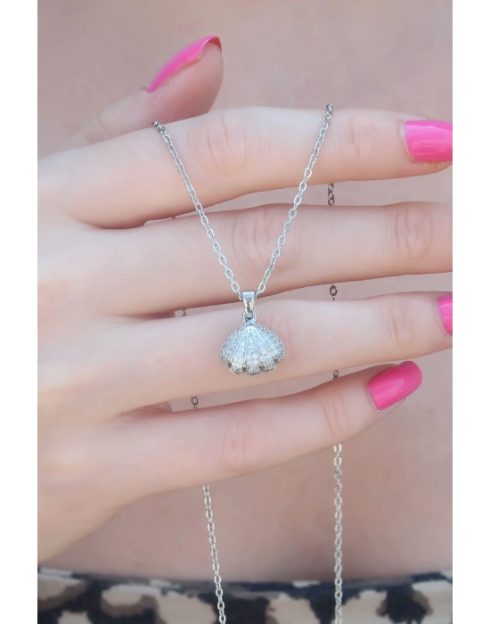 MuI MuI 316L Çelik Gümüş Renk Açılır Midye Model Kadın Kolye