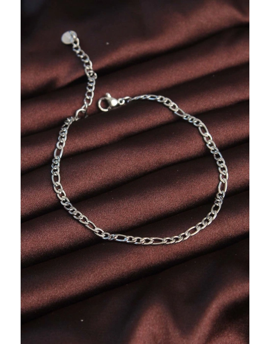 MuI MuI 316L Çelik Gümüş Renk Kuş Gözü Erkek Zincir Bileklik