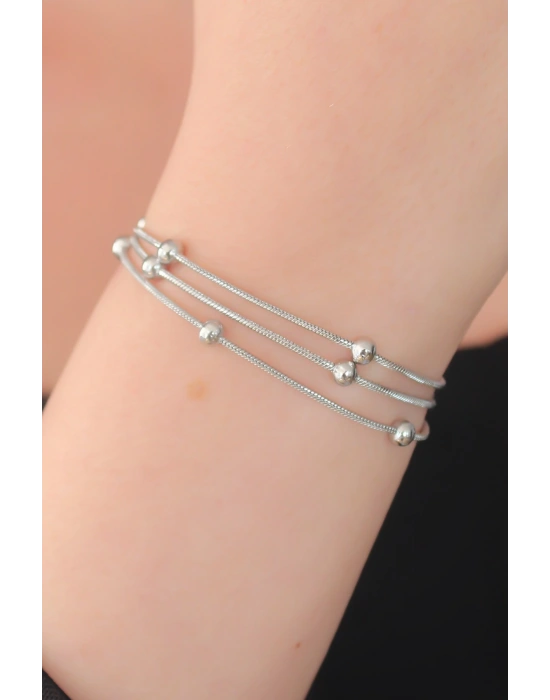 MuI MuI 316L Çelik Gümüş Renk Minimal Top Figür Kadın Bileklik