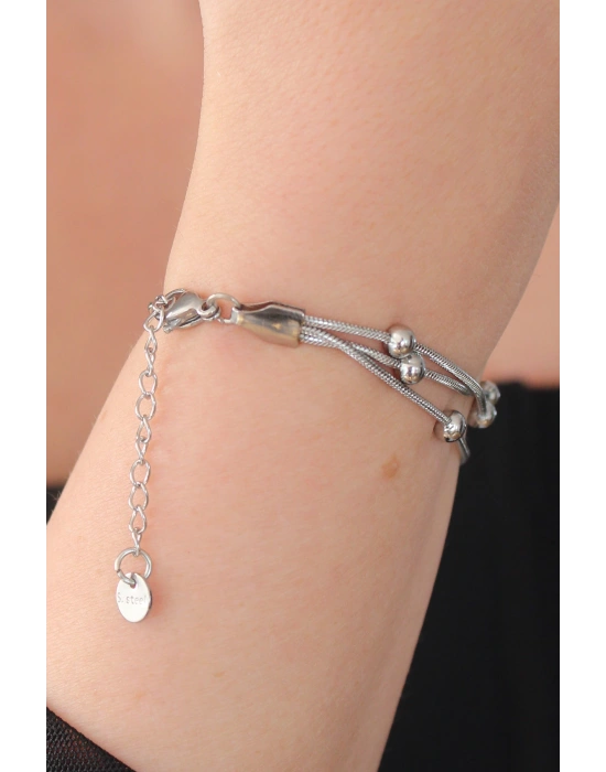 MuI MuI 316L Çelik Gümüş Renk Minimal Top Figür Kadın Bileklik