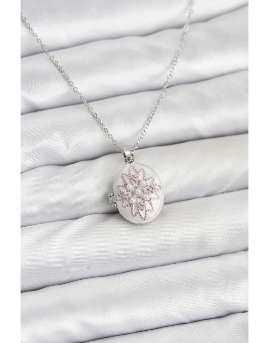 MuI MuI 316L Çelik Gümüş Renk Pembe Lotus Model Kadın Küpe