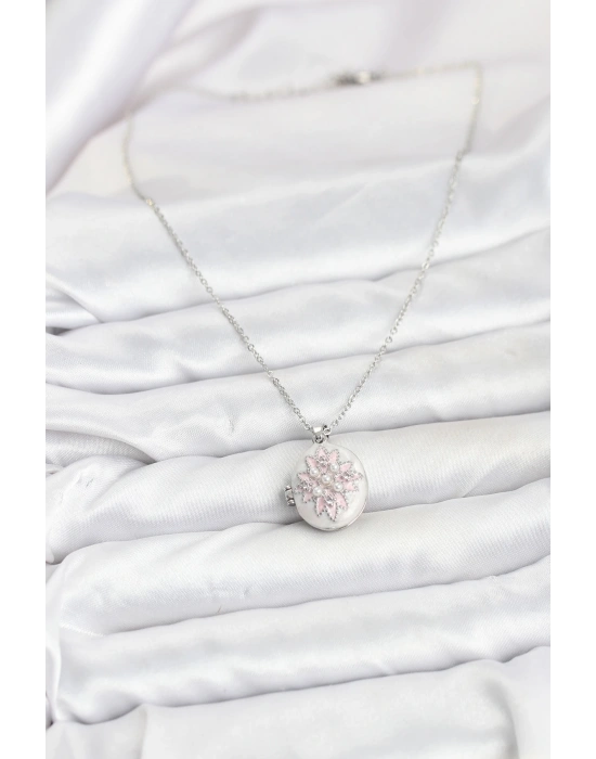 MuI MuI 316L Çelik Gümüş Renk Pembe Lotus Model Kadın Küpe