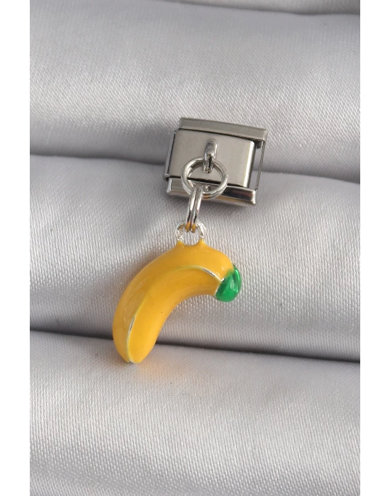 MuI MuI 316L Çelik Gümüş Renk Sallantı Muz Model Nomination Charm