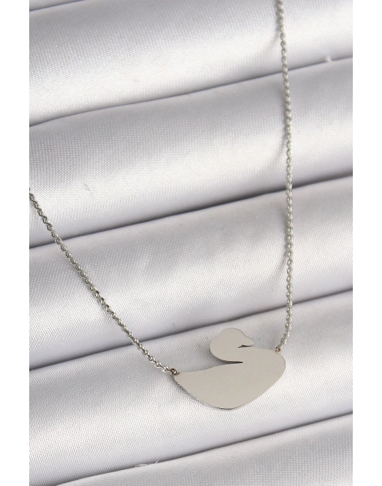 MuI MuI 316L Çelik Gümüş Renk Zincir Kuğu Model Kadın Kolye