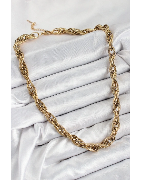 MuI MuI 316L Çelik Halat Model Gold Renk Kadın Kolye