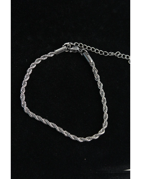 MuI MuI 316L Çelik Halat Model Gümüş Renk Erkek Bileklik