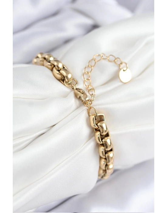 MuI MuI 316L Çelik Halat Zincir Model Gold Renk Kadın Bileklik