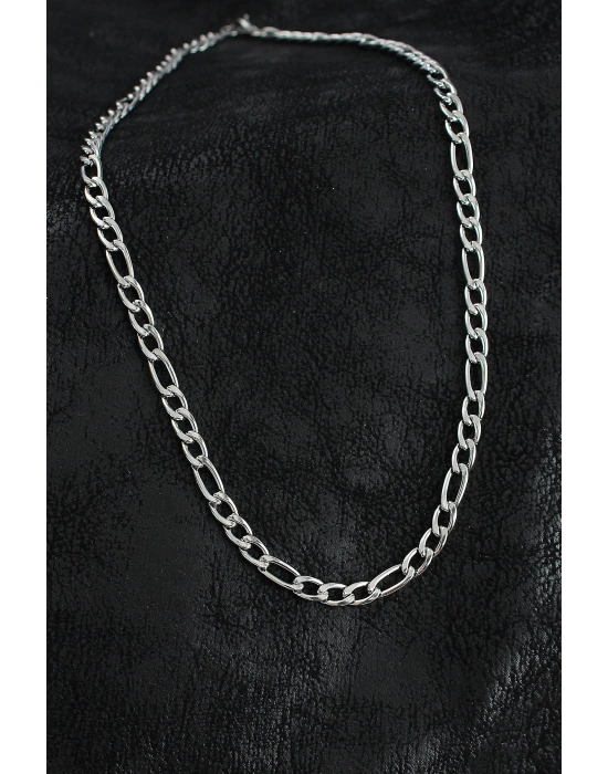 MuI MuI 316L Çelik Kalın Figaro Zincir Model Gümüş Renk Erkek Kolye