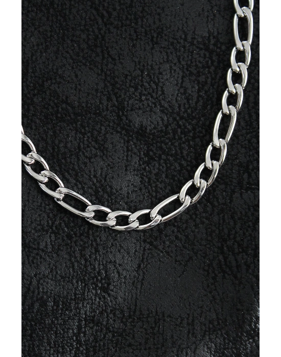 MuI MuI 316L Çelik Kalın Figaro Zincir Model Gümüş Renk Erkek Kolye