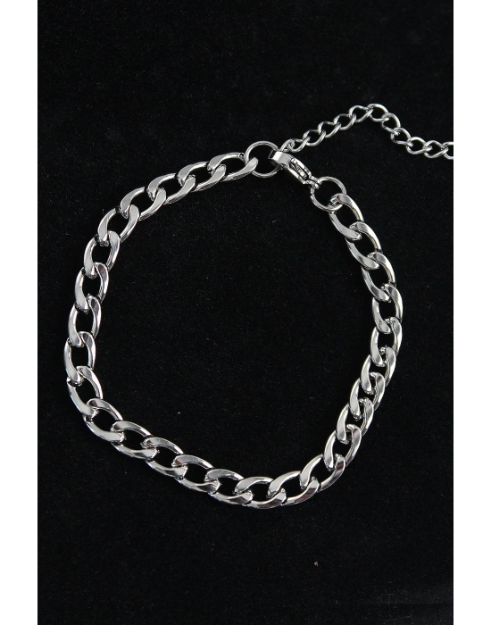 MuI MuI 316L Çelik Kalın Klasik Model Gümüş Renk Erkek Bileklik