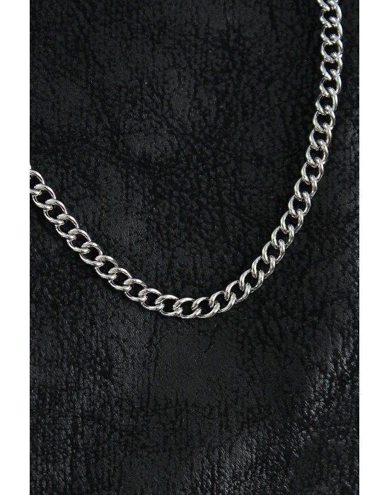 MuI MuI 316L Çelik Klasik Oval Zincir Model Gümüş Renk Erkek Kolye