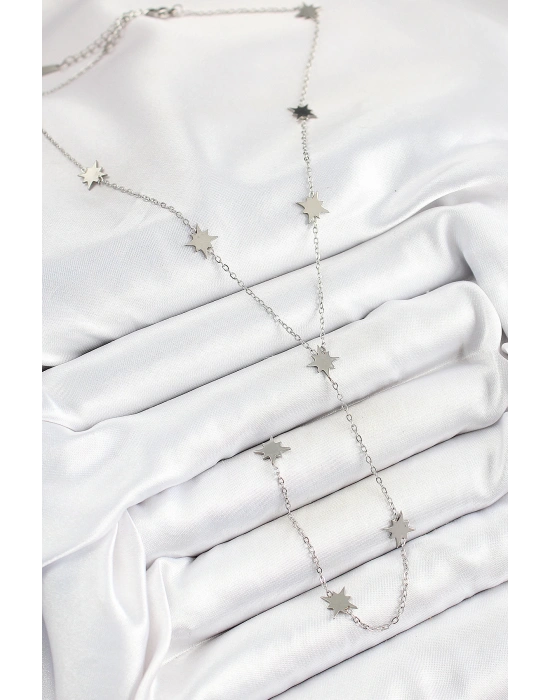 MuI MuI 316L Çelik Kutup Yıldızı Figürlü Y Model Gümüş Renk Kadın Kolye