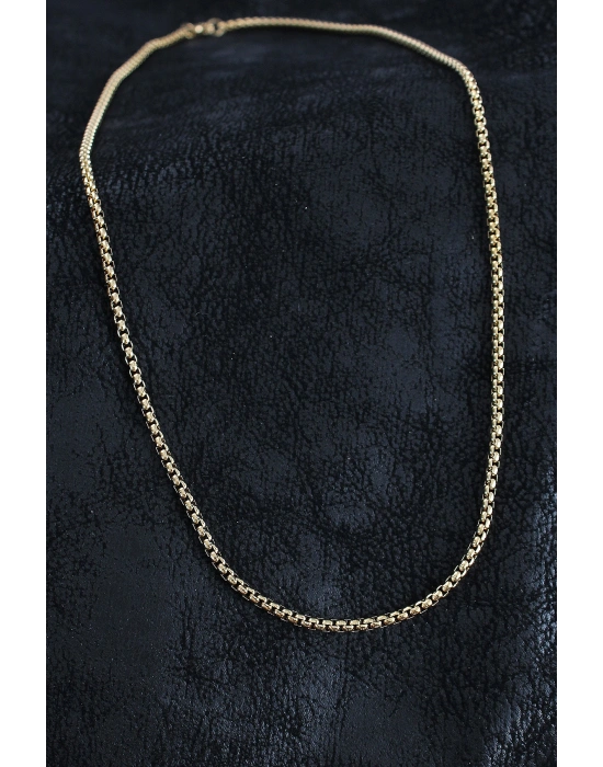 MuI MuI 316L Çelik Örme Zincir Model Gold Renk Erkek Kolye