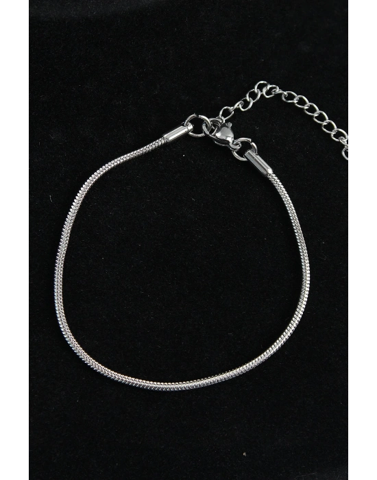 MuI MuI 316L Çelik Oval İtalyan Model Gümüş Renk Erkek Bileklik