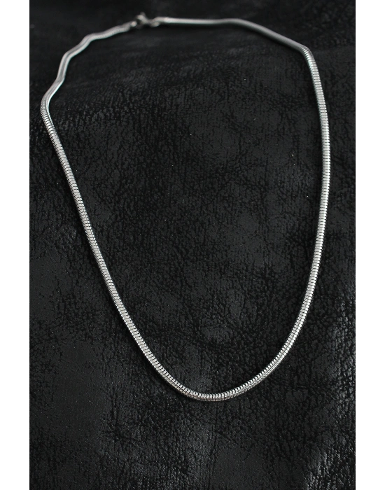 MuI MuI 316L Çelik Oval İtalyan Zincir Model Gümüş Renk Erkek Kolye