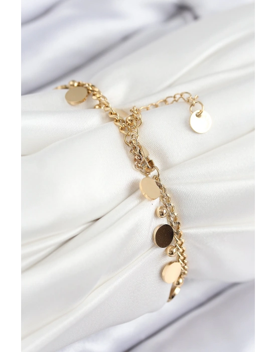 MuI MuI 316L Çelik Sıralı Pul Model Gold Renk Kadın Bileklik