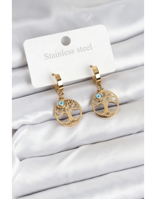 MuI MuI 316L Çelik Yaşam Ağacı Model Kadın Küpe