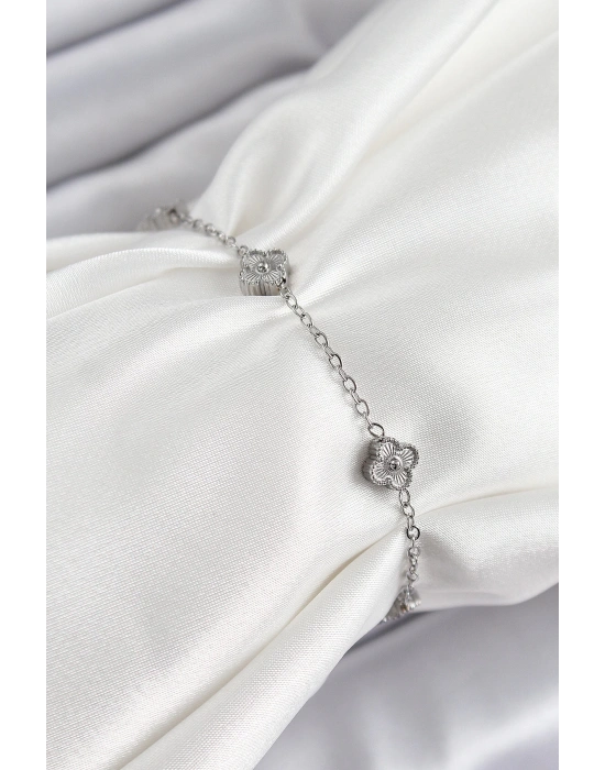 MuI MuI 316L Çelik Yonca Model Gümüş Renk Kadın Bileklik