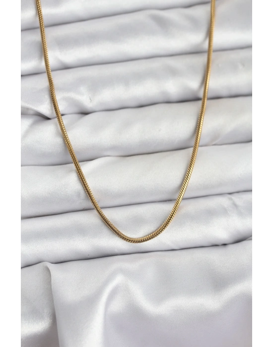 MuI MuI 316L Çelik Zincir Gold Renk 60 cm Yılan Zincir Kadın Kolye