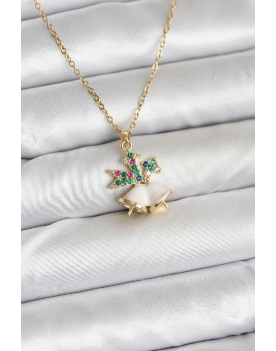 MuI MuI 316L Çelik Zincir Gold Renk Chirtsmas Bell Model Yılbaşı Temalı Kadın Kolye